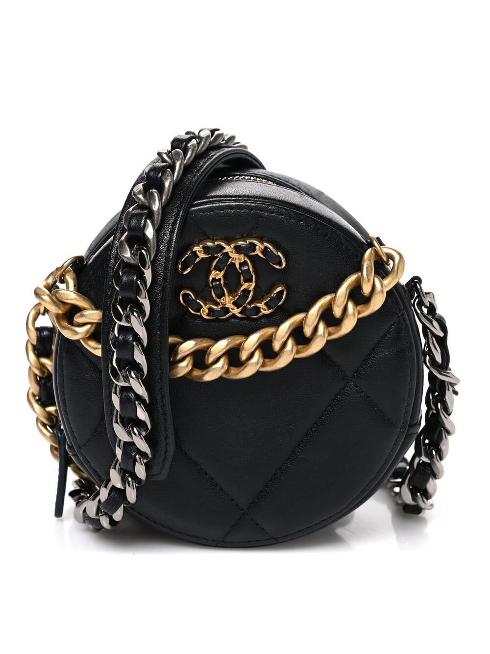 Lambskin Quilted Chanel 19 Round Clutch #341051C19B